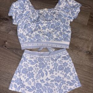 Kate Mack Blue and White Floral Kids Matching Set